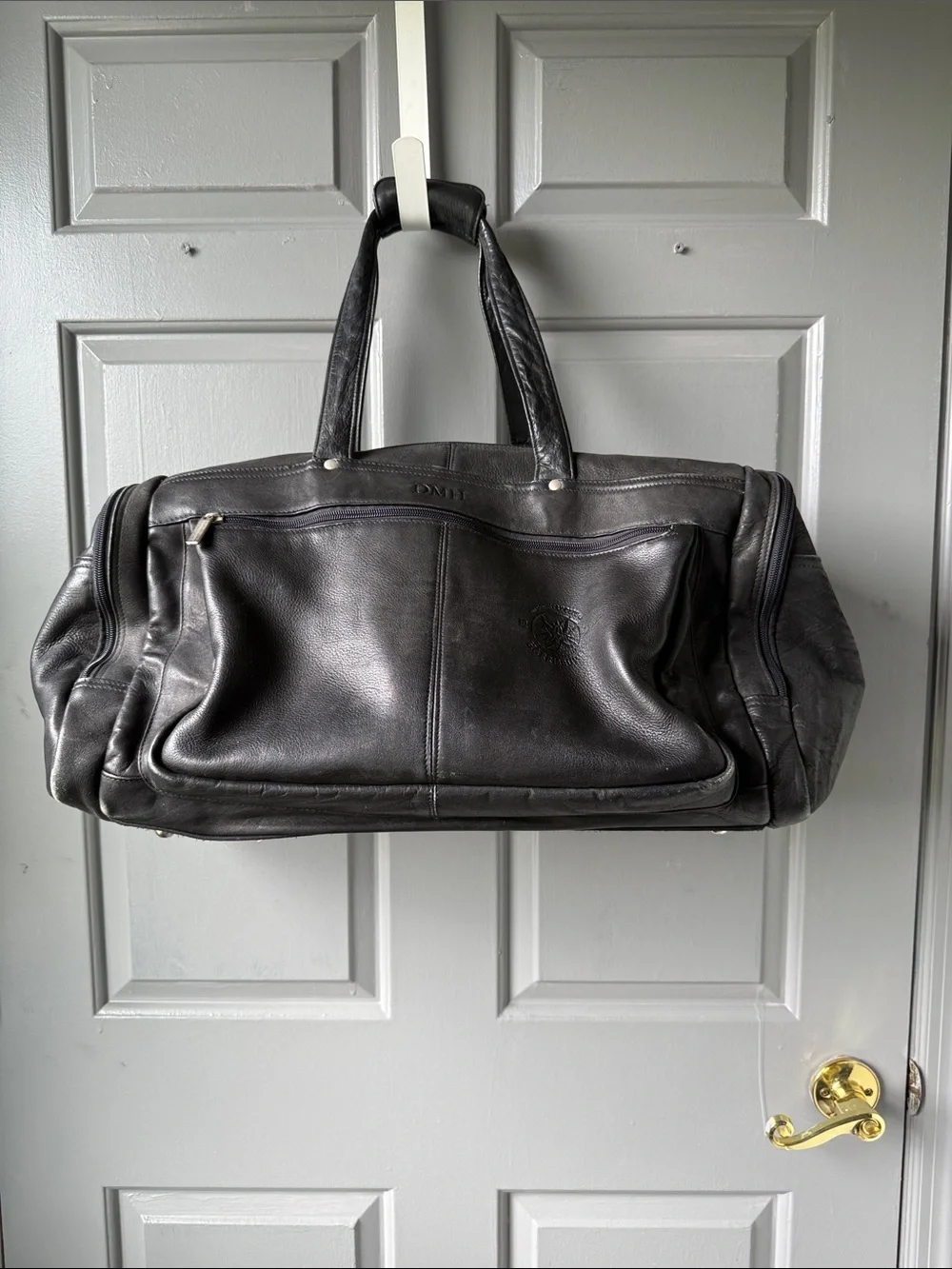 Black Leather Duffel Bag - Unbranded
